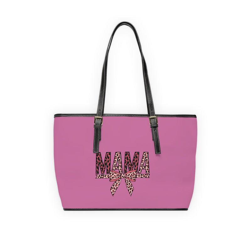 Stylish PU Leather Tote Bag for Moms - "MAMA" Leopard Print Design