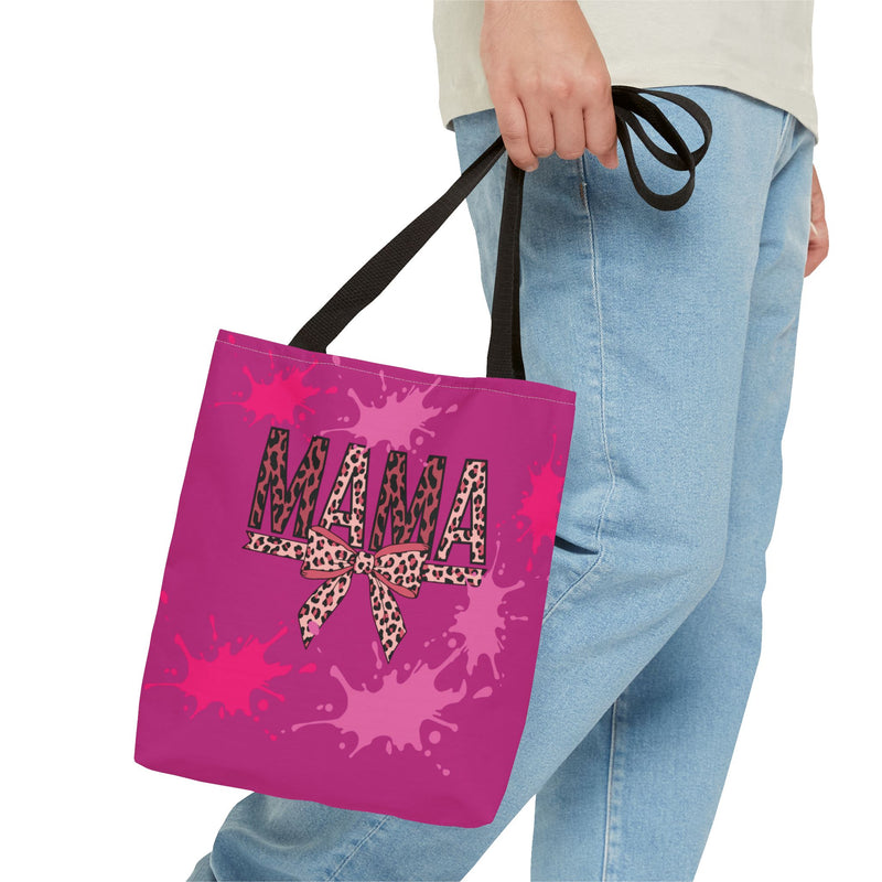 Stylish 'Mama' Tote Bag - Pink Leopard Print Shopping Bag for Moms