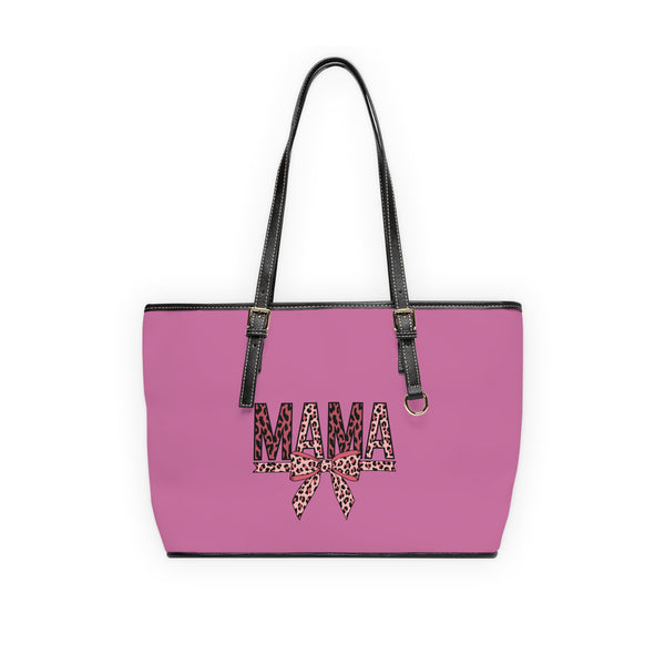 Stylish PU Leather Tote Bag for Moms - "MAMA" Leopard Print Design