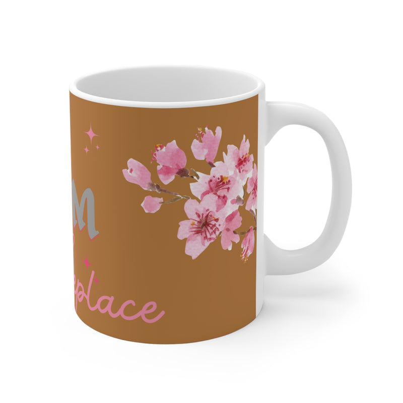 A MOM Can't Replace Ceramic Coffee Mug - Floral Design, Perfect Gift for Mother's Day