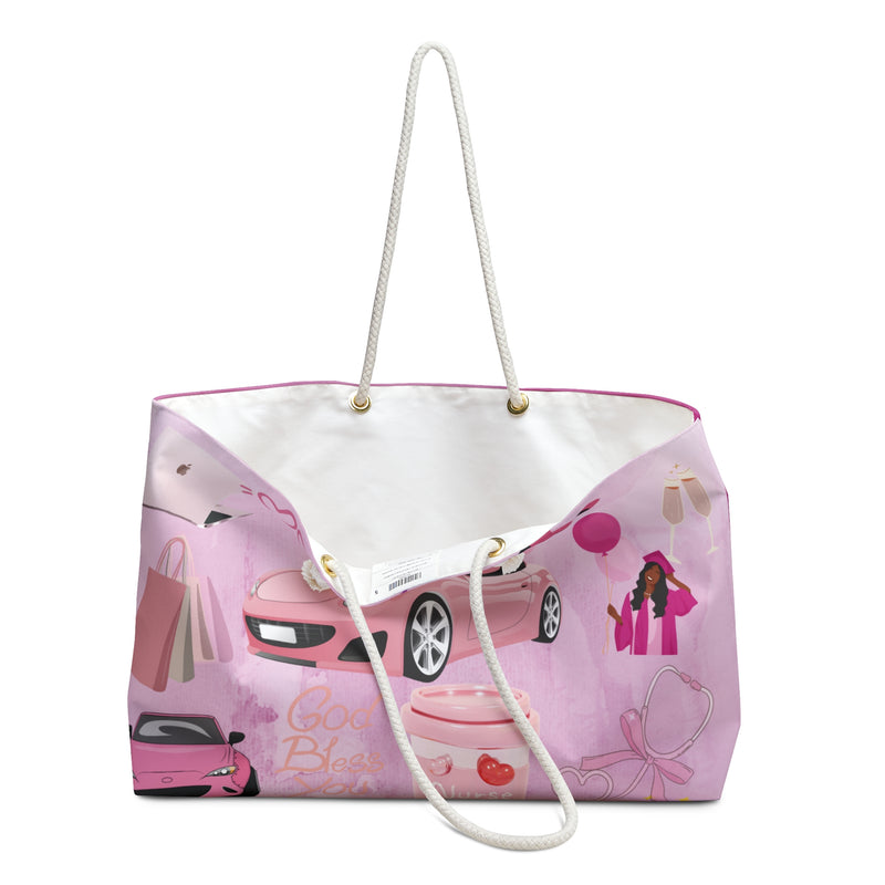 Chic Pink Weekender Bag - Stylish Travel Tote for Girls' Getaways
